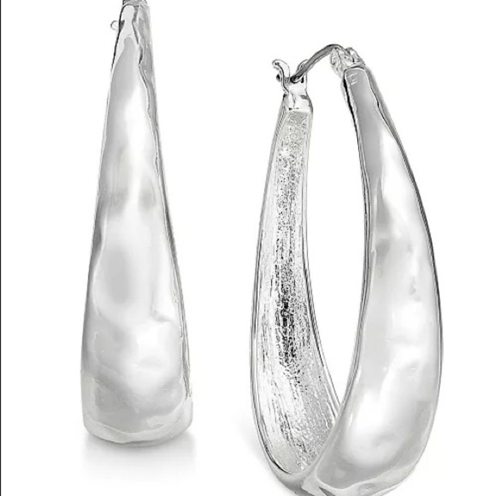 NWT STYLE & CO Hammered Oval Hoop Earrings